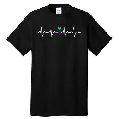 HeartBeat Semicolon Gift Suicide Prevention Awareness Tall T-Shirt