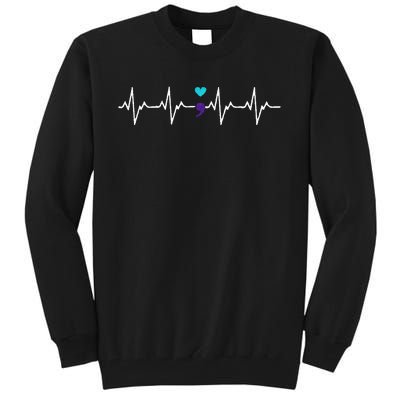 HeartBeat Semicolon Gift Suicide Prevention Awareness Tall Sweatshirt