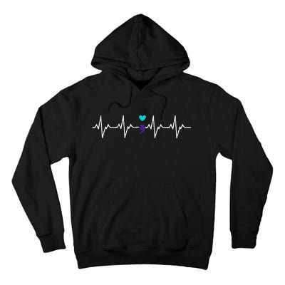 HeartBeat Semicolon Gift Suicide Prevention Awareness Tall Hoodie