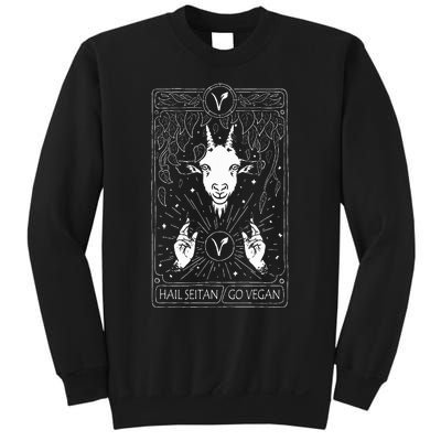 Hail Seitan Go Vegan Funny Tarot Card Design For Vegans Sweatshirt