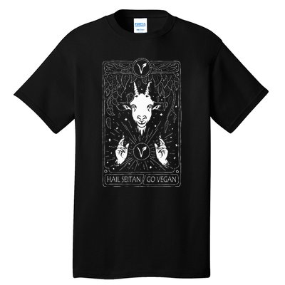 Hail Seitan Go Vegan Funny Tarot Card Design For Vegans Tall T-Shirt