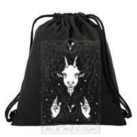 Hail Seitan Go Vegan Funny Tarot Card Design For Vegans Drawstring Bag