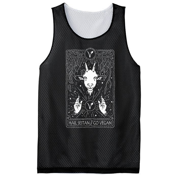 Hail Seitan Go Vegan Funny Tarot Card Design For Vegans Mesh Reversible Basketball Jersey Tank