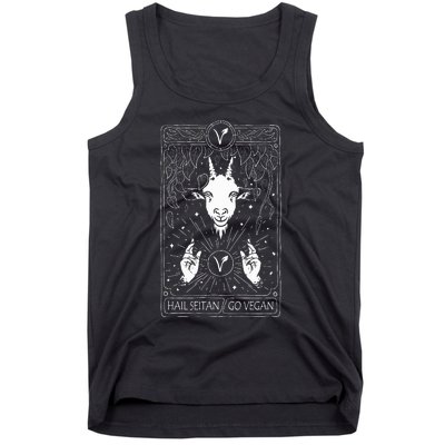 Hail Seitan Go Vegan Funny Tarot Card Design For Vegans Tank Top