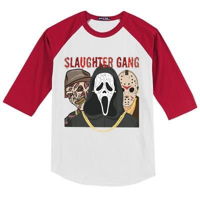 Halloween Slaughter Gang Horror Character Scary Spooky Kids Colorblock Raglan Jersey