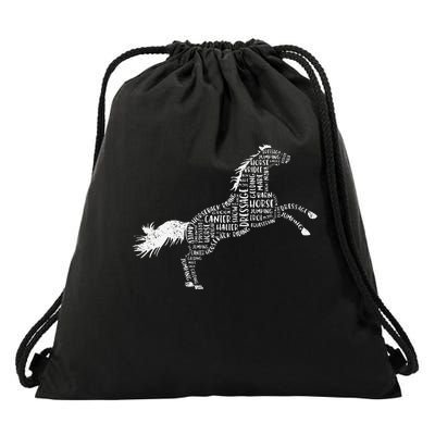 Horse Silhouette Gifts For Horse Lovers Drawstring Bag