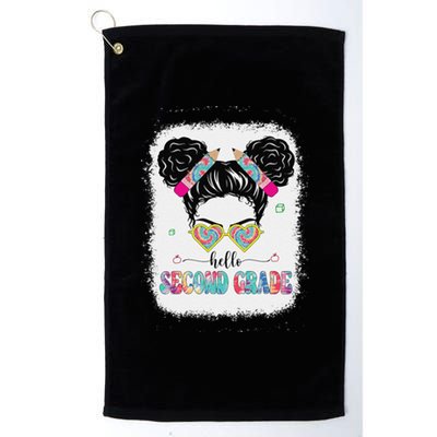 Hello Second Grade Back To School Hair Bun First Day Platinum Collection Golf Towel