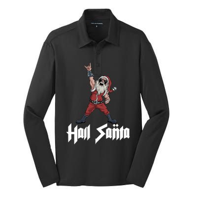 Hail Santa Gift Silk Touch Performance Long Sleeve Polo