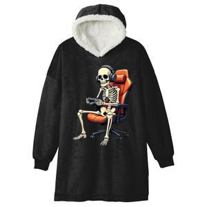 Halloween Skeleton Gamer Video Gaming Hooded Wearable Blanket