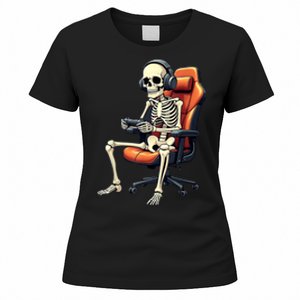 Halloween Skeleton Gamer Video Gaming Women's T-Shirt