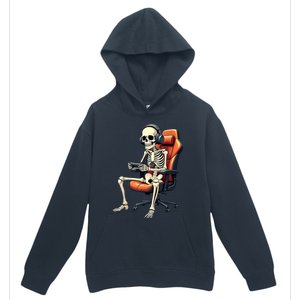 Halloween Skeleton Gamer Video Gaming Urban Pullover Hoodie