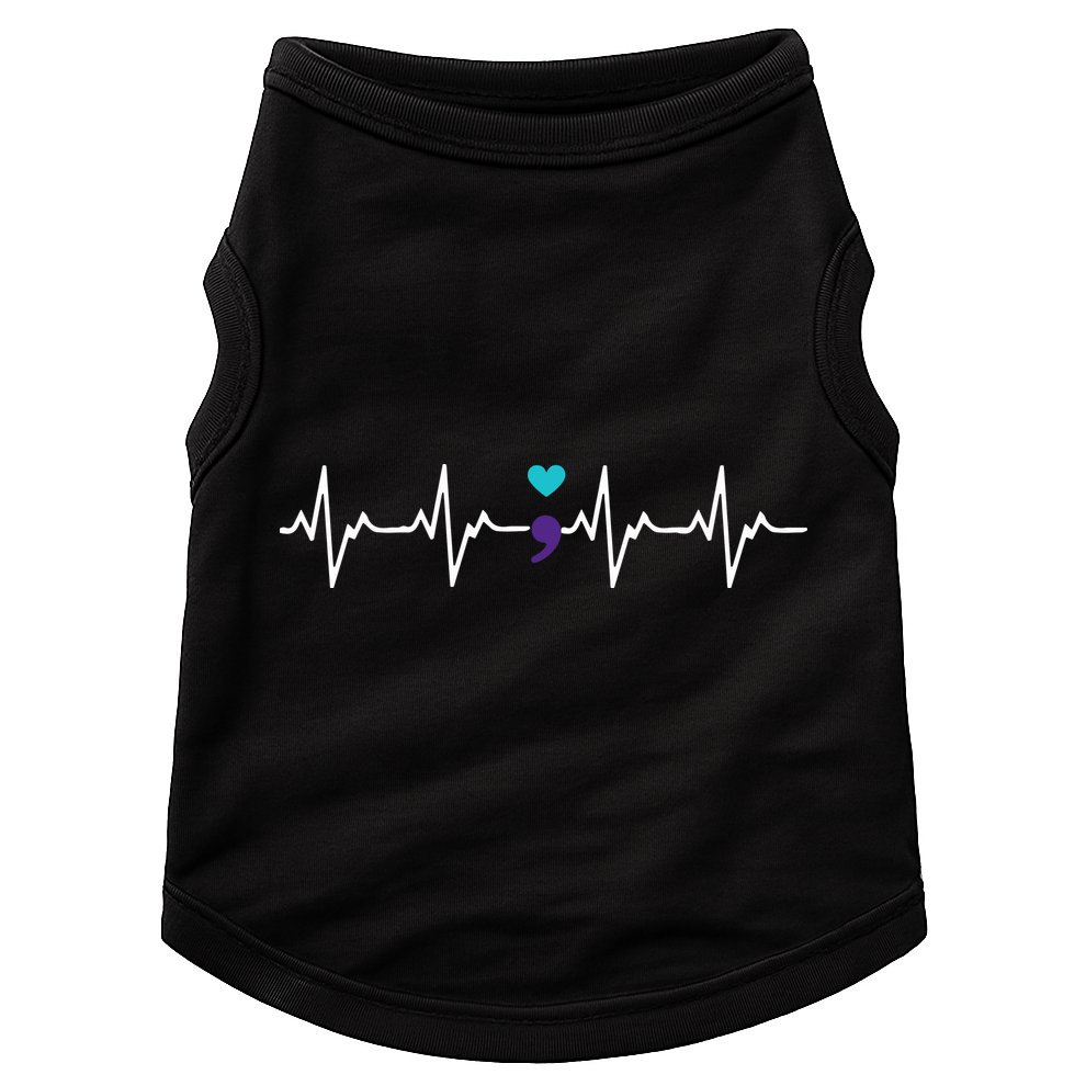 HeartBeat Semicolon Gift Suicide Prevention Awareness Doggie Tank