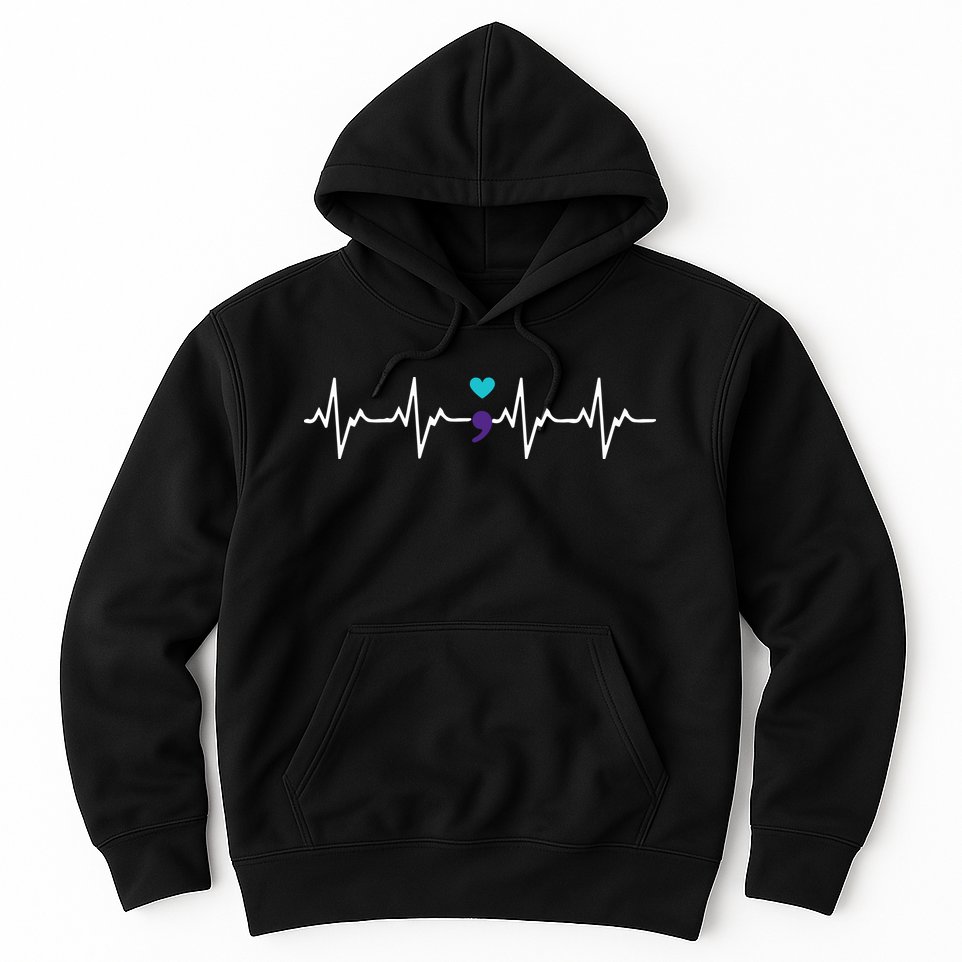 HeartBeat Semicolon Gift Suicide Prevention Awareness Hoodie