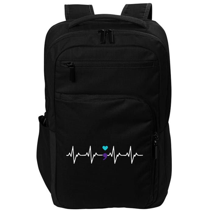 HeartBeat Semicolon Gift Suicide Prevention Awareness Impact Tech Backpack