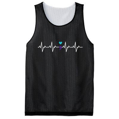 HeartBeat Semicolon Gift Suicide Prevention Awareness Mesh Reversible Basketball Jersey Tank