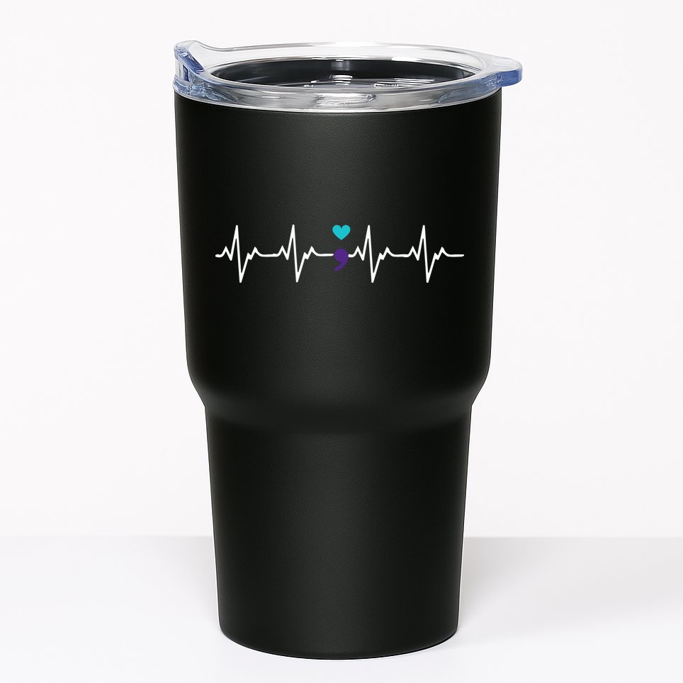 HeartBeat Semicolon Gift Suicide Prevention Awareness Tumbler