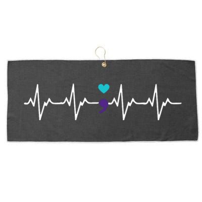 HeartBeat Semicolon Gift Suicide Prevention Awareness Large Microfiber Waffle Golf Towel