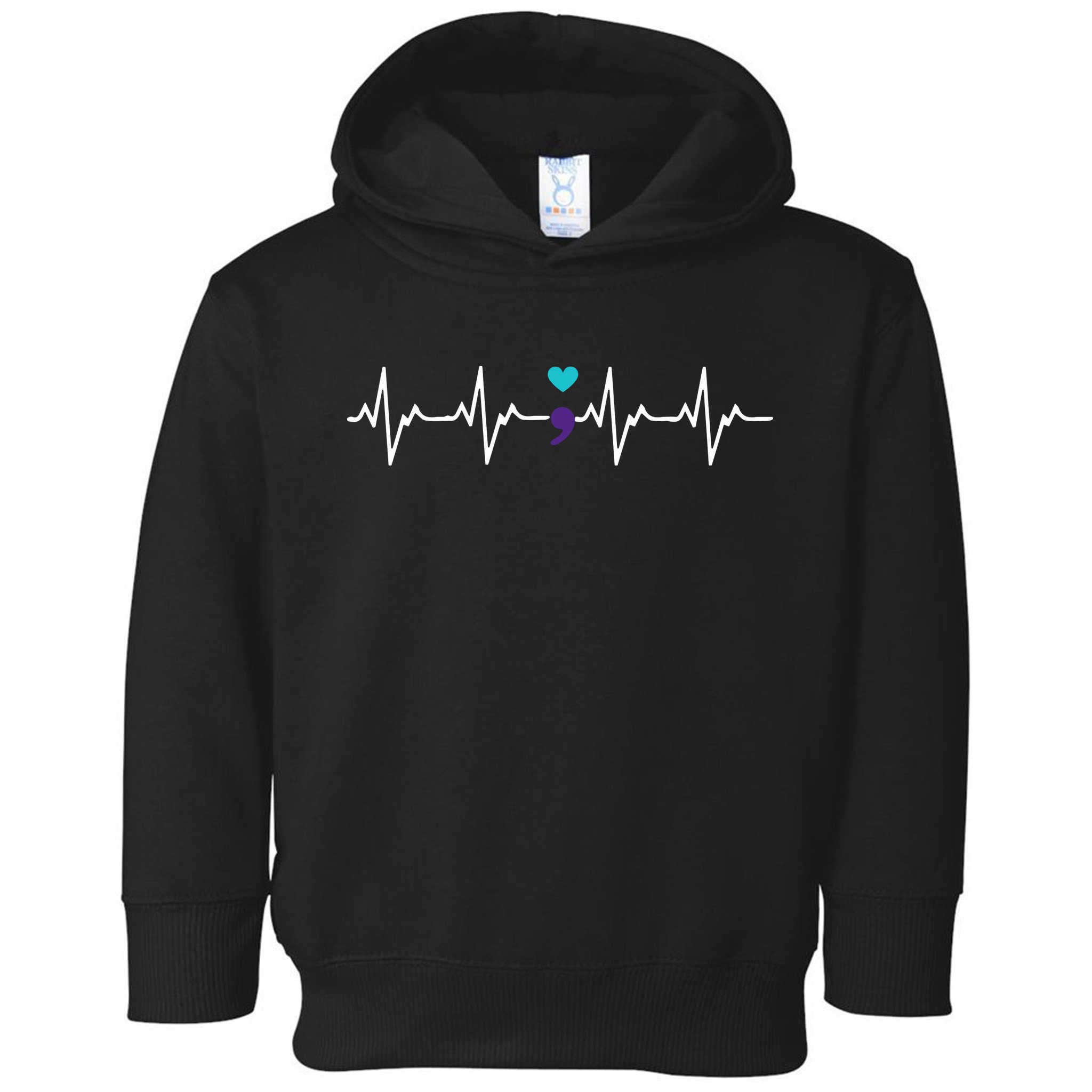 HeartBeat Semicolon Gift Suicide Prevention Awareness Toddler Hoodie