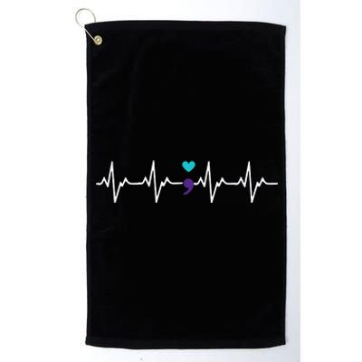 HeartBeat Semicolon Gift Suicide Prevention Awareness Platinum Collection Golf Towel