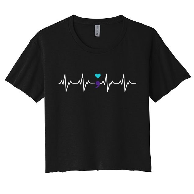 HeartBeat Semicolon Gift Suicide Prevention Awareness Crop Top