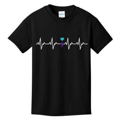 HeartBeat Semicolon Gift Suicide Prevention Awareness Kids T-Shirt