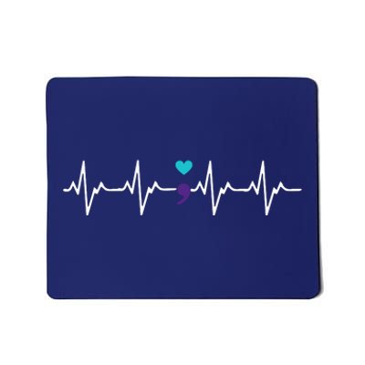 HeartBeat Semicolon Gift Suicide Prevention Awareness Mousepad