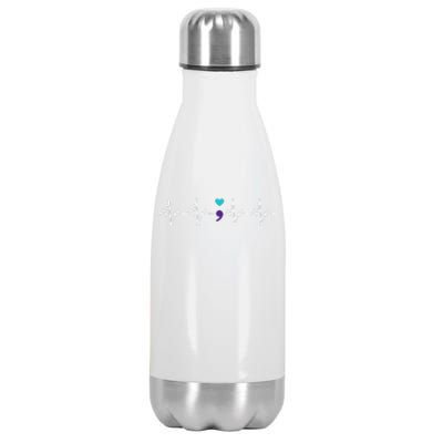 HeartBeat Semicolon Gift Suicide Prevention Awareness Stainless Steel Insulated Water Bottle