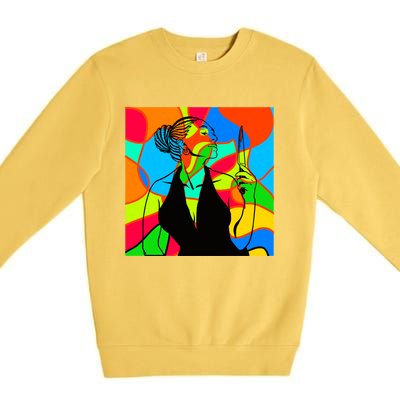 Halloween Stained Glass Peace Funny Gift Melanin Black Magic Gift Premium Crewneck Sweatshirt