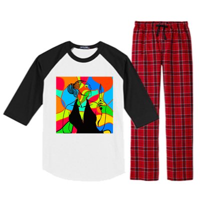 Halloween Stained Glass Peace Funny Gift Melanin Black Magic Gift Raglan Sleeve Pajama Set