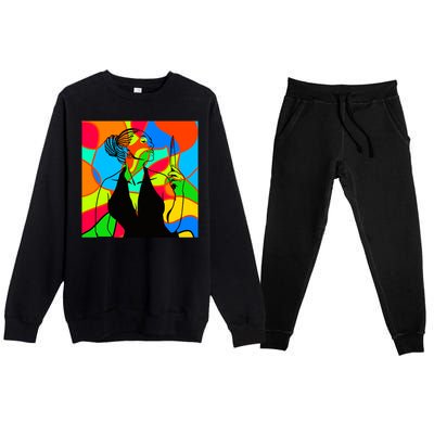 Halloween Stained Glass Peace Funny Gift Melanin Black Magic Gift Premium Crewneck Sweatsuit Set