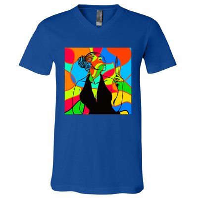 Halloween Stained Glass Peace Funny Gift Melanin Black Magic Gift V-Neck T-Shirt