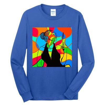 Halloween Stained Glass Peace Funny Gift Melanin Black Magic Gift Tall Long Sleeve T-Shirt