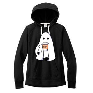 Halloween Spooky Ghost Retro Cute Boo In Coffee Funny Gift Women's Fleece Hoodie