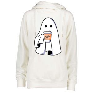 Halloween Spooky Ghost Retro Cute Boo In Coffee Funny Gift Womens Funnel Neck Pullover Hood