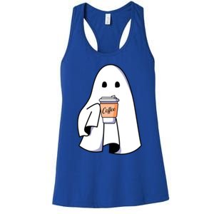 Halloween Spooky Ghost Retro Cute Boo In Coffee Funny Gift Women's Racerback Tank