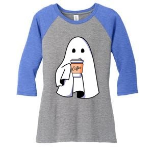 Halloween Spooky Ghost Retro Cute Boo In Coffee Funny Gift Women's Tri-Blend 3/4-Sleeve Raglan Shirt