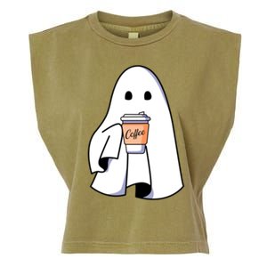 Halloween Spooky Ghost Retro Cute Boo In Coffee Funny Gift Garment-Dyed Women's Muscle Tee