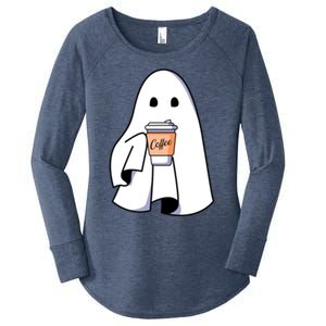 Halloween Spooky Ghost Retro Cute Boo In Coffee Funny Gift Women's Perfect Tri Tunic Long Sleeve Shirt