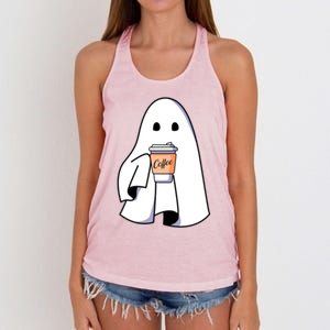 Halloween Spooky Ghost Retro Cute Boo In Coffee Funny Gift Women's Knotted Racerback Tank