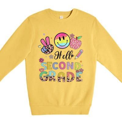 Hello Second Grade 2nd Grade First Day Of School Gift Premium Crewneck Sweatshirt