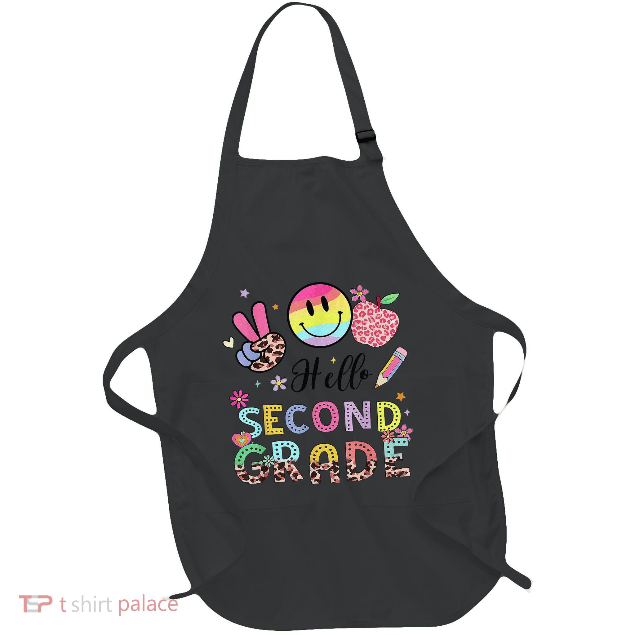 Hello Second Grade 2nd Grade First Day Of School Gift Full-Length Apron With Pockets
