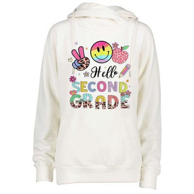 Hello Second Grade 2nd Grade First Day Of School Gift Womens Funnel Neck Pullover Hood