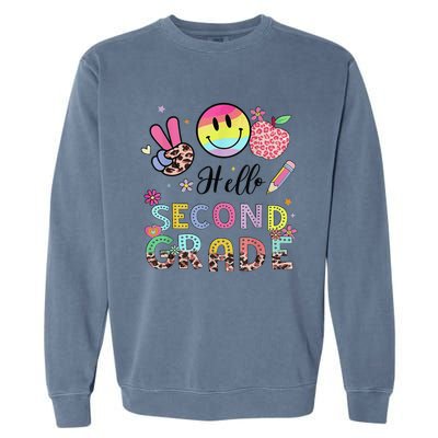 Hello Second Grade 2nd Grade First Day Of School Gift Garment-Dyed Sweatshirt