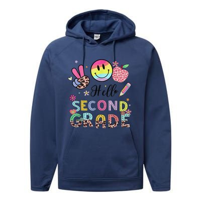 Hello Second Grade 2nd Grade First Day Of School Gift Performance Fleece Hoodie