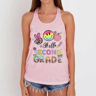 Hello Second Grade 2nd Grade First Day Of School Gift Women's Knotted Racerback Tank