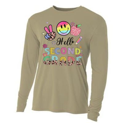 Hello Second Grade 2nd Grade First Day Of School Gift Cooling Performance Long Sleeve Crew