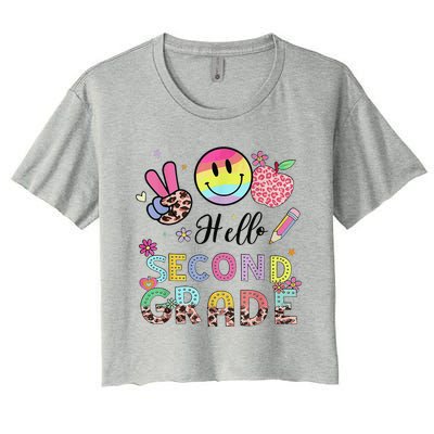 Hello Second Grade 2nd Grade First Day Of School Gift Women's Crop Top Tee