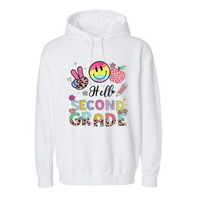 Hello Second Grade 2nd Grade First Day Of School Gift Garment-Dyed Fleece Hoodie