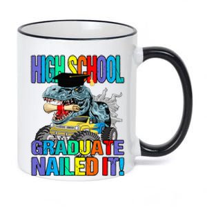 High School Graduate Nailed It Graduation Dinosaur 11oz Black Color Changing Mug