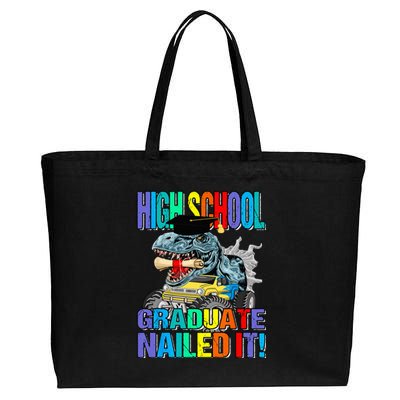 High School Graduate Nailed It Graduation Dinosaur Cotton Canvas Jumbo Tote